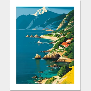 Village on a Coastal Canyon Posters and Art